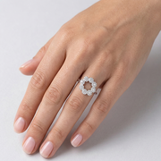 925 Sterling Silver Round Brilliant Diamond Floral Ring for Women